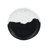 roro Handmade Ceramic Plates, 7.5 Inches - Two-Tone Black & White Mottled Cream, Set of 2