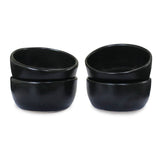 roro Stylish Ceramic Stoneware Hand-Molded Matte Black Sauce and Condiment Bowls, Set of 4
