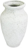 roro Handmade Rustic White Ceramic Vase with Textured Surface, 7 Inches
