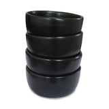 roro Stylish Ceramic Stoneware Hand-Molded Matte Black Sauce and Condiment Bowls, Set of 4