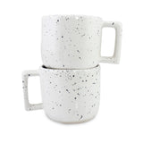 roro Light Crackled Speckled Semi Matte White Ceramic Coffee & Latte Cup, 10 oz