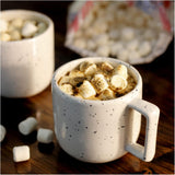 roro Light Crackled Speckled Semi Matte White Ceramic Coffee & Latte Cup, 10 oz