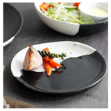 roro Handmade Ceramic Plates, 7.5 Inches - Two-Tone Black & White Mottled Cream, Set of 2