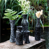 roro 8-Inch Ceramic Milk Jug Vase, Granite Black Finish