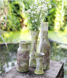 roro Handmade Ceramic Hourglass Vase with Moss Accents, 10 Inches High