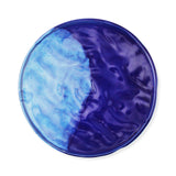 roro Hand-Molded Reactive Blue Wavetop Rustic Plate - Set of 2, 11 Inch Ceramic Stoneware with Glossy Finish