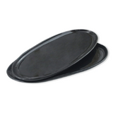Ceramic Glossy Style 15 Inch Oval Plate Platter in Obsidian Black, set of 2