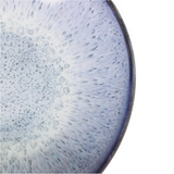 Ceramic Low Bowls, 7-inch Reactive Blue and Glossy Black, Set of 2