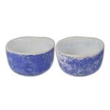 Ceramic Miso Bowl Set, Blue and White, 4.5 Inch Round, Rustic Style, Set of 2