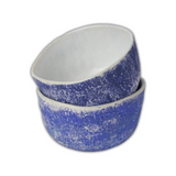 Ceramic Miso Bowl Set, Blue and White, 4.5 Inch Round, Rustic Style, Set of 2