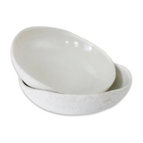 Ceramic Stoneware Hand-Molded Rustics Bowl, White color Set of 2