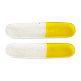 roro Ceramic Stoneware Lemon Yellow Serving Tray Set of 2, 9 Inches, Microwave and Dishwasher Safe