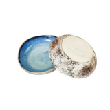 roro 8 Inch Handmade Coral Ceramic Stoneware Bowls Set of 2 - Rustic Charm, Tropical Style, Coral Blue with Rustic Textured Finish, Serving Bowls for Beach