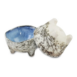 roro Artisan Crafted Blue-Gray Ceramic Dip | Suace Molcajete Bowls, 3-Legged Stoneware 4-Inch Diameter, Set of 2