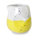 roro Ceramic Lemon Yellow and White Speckled 2-Ounce Creamer Cups, Set of 4 - Lead-Free Glaze, Food-Safe Pitchers for Syrup, Tea, and Dessert