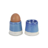 roro Handmade Ceramic Egg Cups – Set of 2, Light Blue with Dark Speckles, Small Stoneware Holders for Soft-Boiled Eggs, Dishwasher Safe