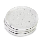 roro 5 Inch Ceramic Handmade Canape Plate, Glossy White Speckled Set of 4