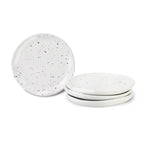 roro 5 Inch Ceramic Handmade Canape Plate, Glossy White Speckled Set of 4