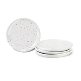roro 5 Inch Ceramic Handmade Canape Plate, Glossy White Speckled Set of 4