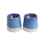 roro Handmade Ceramic Egg Cups – Set of 2, Light Blue with Dark Speckles, Small Stoneware Holders for Soft-Boiled Eggs, Dishwasher Safe