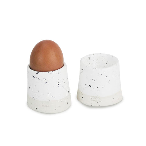 roro Ceramic Stoneware Modern Style Minimalist White Egg Topper Cup, 2.5 Inch x 2