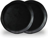 roro 10.5-Inch Handmade Ceramic Stoneware Dinner Plates in Matte Black (Set of 2) – Natural Unglazed Underside, Restaurant Grade, Microwave, Oven & Dishwasher Safe