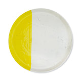 roro 10.5 Two-Tone Lemon Yellow Ceramic Plates with Lipped Edge (Set of 2) – Handmade Stoneware, Microwave and Dishwasher Safe, Dinner Plate Set
