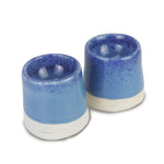 roro Handmade Ceramic Egg Cups – Set of 2, Light Blue with Dark Speckles, Small Stoneware Holders for Soft-Boiled Eggs, Dishwasher Safe