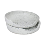 roro Ceramic Stoneware Hand-Molded Speckled Spotted Spoon Rests (Spoon Rest x 2, Lunar White)