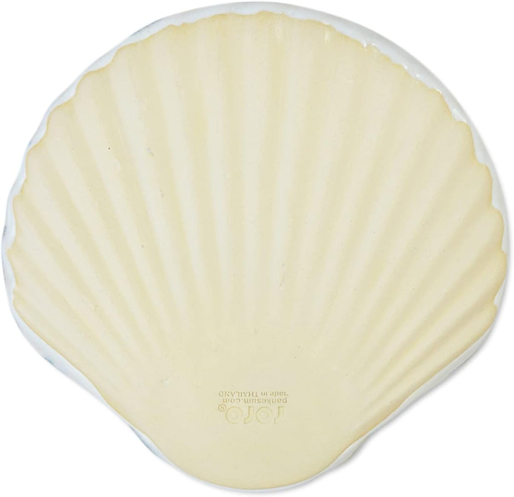 Roro Shell Plate roro Coastal Elegance,11-Inch Blue White Scallop Shaped Dinner Plate,