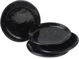 roro 5 Inch Ceramic Handmade Canape Plates, Glossy Black Speckled Set of 4