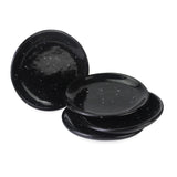 roro 5 Inch Ceramic Handmade Canape Plates, Glossy Black Speckled Set of 4