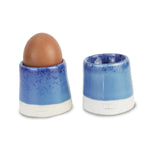 roro Handmade Ceramic Egg Cups – Set of 2, Light Blue with Dark Speckles, Small Stoneware Holders for Soft-Boiled Eggs, Dishwasher Safe