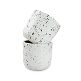 RoRo Handcrafted Ceramic Sipper Cups Set of 2-8 oz | White Glossy with Dark Speckles | Microwave & Dishwasher Safe | Compact Design for Coffee & Tea
