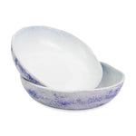 roro 8" Handmade Ceramic Bowls – Set of 2 Rustic Mykonos Collection, White & Blue Reactive Glaze, Coastal-Inspired for Pasta, Salad, Soup & Serving