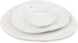 roro Handcrafted Ceramic Nested Plates Set of 3 - Rustic White Speckled Egg Design