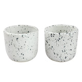 RoRo Handcrafted Ceramic Sipper Cups Set of 2-8 oz | White Glossy with Dark Speckles | Microwave & Dishwasher Safe | Compact Design for Coffee & Tea