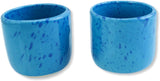 roro Coral Blue Ceramic Sipper Cups (Set of 2) - Hand Molded 8 oz Speckled Stoneware