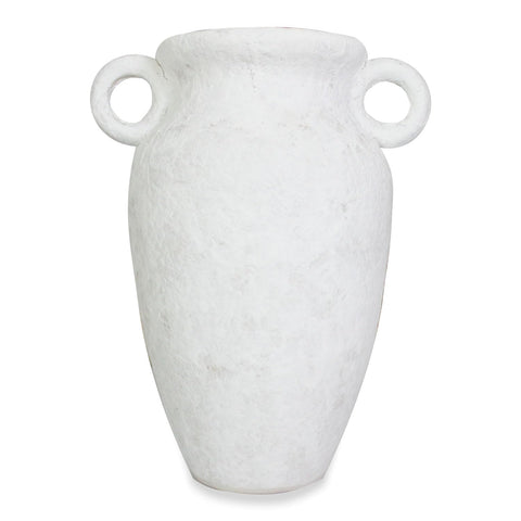 Roro Ceramic Vase with Handles, 7.5 Inches, Modern Rustic White, Freestanding