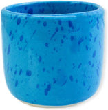 roro Coral Blue Ceramic Sipper Cups (Set of 2) - Hand Molded 8 oz Speckled Stoneware