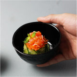 roro Handmade Glossy Black Wavetop Ceramic Canape & Sauce Bowls - 3.5 Inch Bowls Set of 2