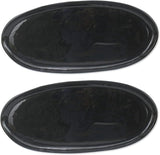 Ceramic Glossy Style 15 Inch Oval Plate Platter in Obsidian Black, set of 2