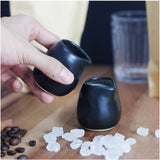 Handmade 1 oz Matte Black Stoneware Creamer Cups, Set of 4