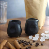 Handmade 1 oz Matte Black Stoneware Creamer Cups, Set of 4