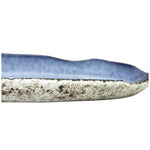 roro Handmade Ceramic Stoneware Oval Plate, 12-Inch - Rustic Brown with Reactive Blue Glaze, Lead-Free, Set of 2