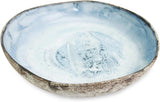 roro Modern Handmade Ceramic Centerpiece Bowl, 12 Inch Rustic Antique with Reactive Blue Inside