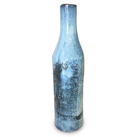 roro Handcrafted Ceramic Vase 10.5 in - Blue Reactive Glaze, Lead & Cadmium-Free, Bottle Design