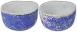 Ceramic Miso Bowl Set, Blue and White, 4.5 Inch Round, Rustic Style, Set of 2