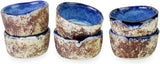 1.5 Inch Handmade Ceramic Pinch Bowls Set of 6, Rustic Coral Reactive Blue