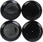 roro 5 Inch Ceramic Handmade Canape Plates, Glossy Black Speckled Set of 4